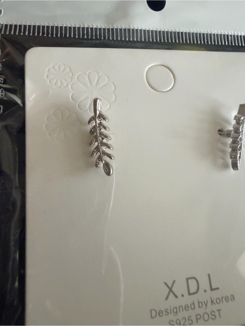 Silver Leaf Ear Climbers - Delicate Silver Leaves